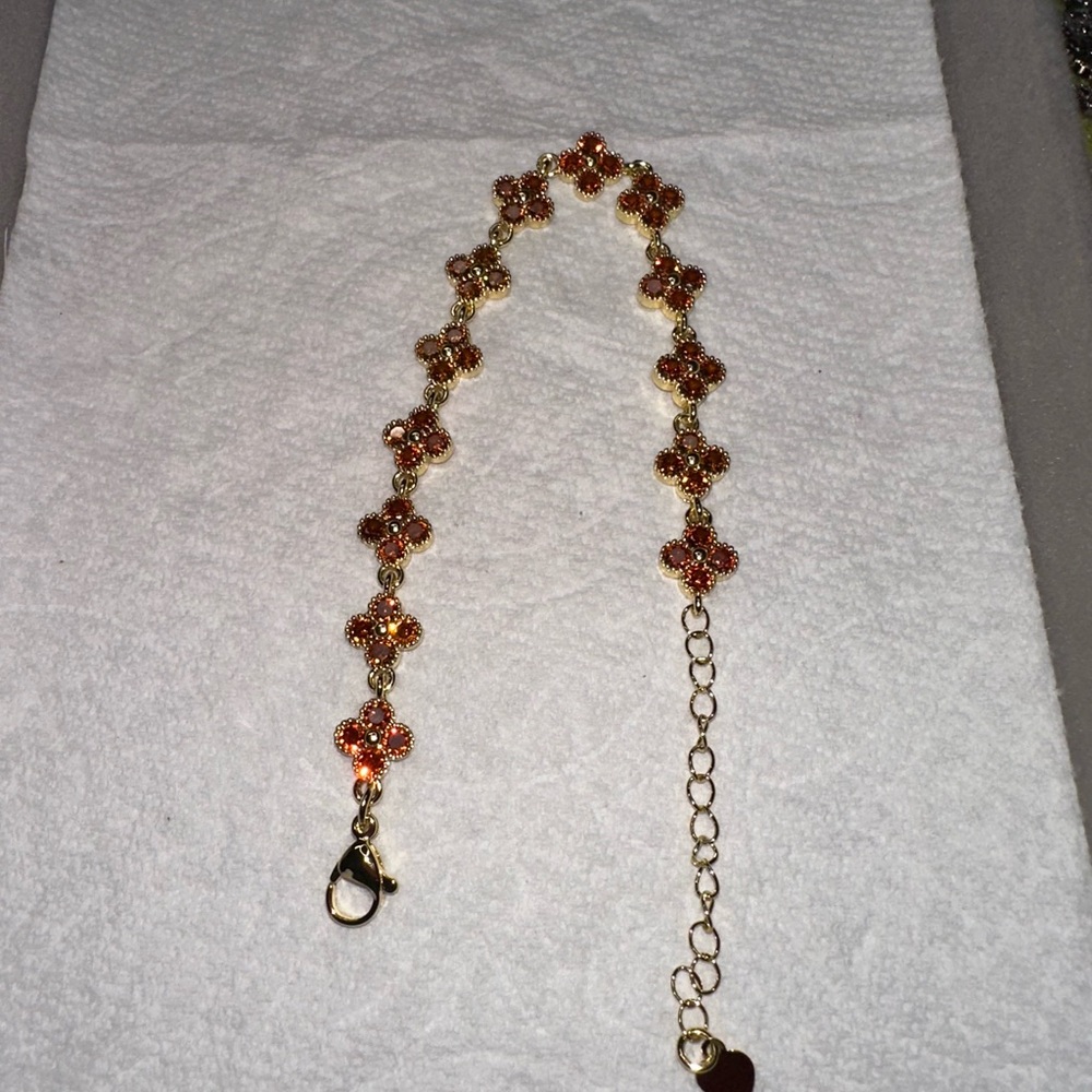 Elegant orange 🍊 Moissanite Diamond gold-plated 925 brecelet